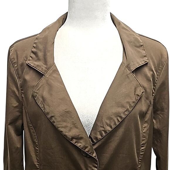 C.M.C. by Color Me Cotton Olive Green 3 Button 2 Pocket 3/4 Sleeve Blazer Sz M - Picture 5 of 11